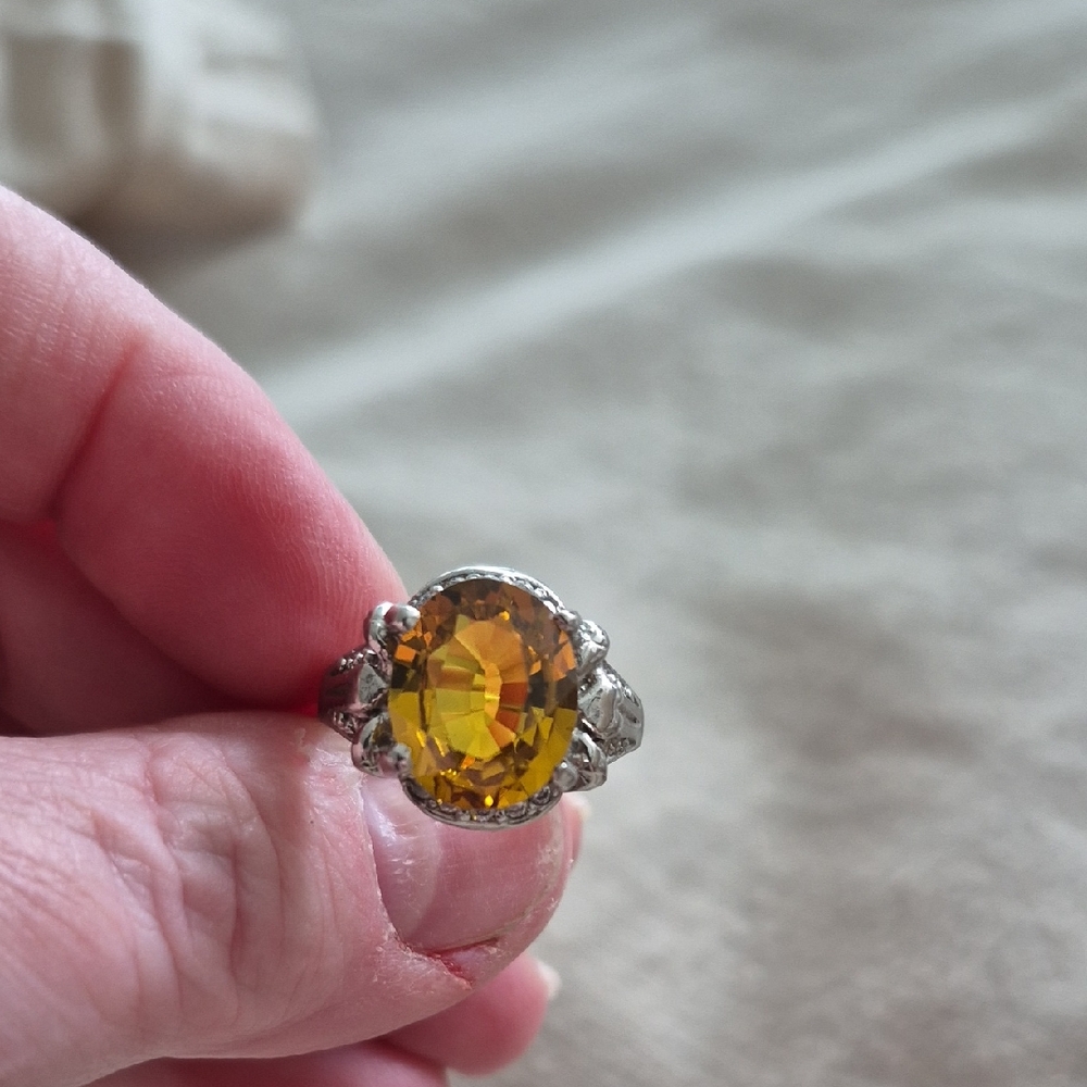 Large Beryl Gemstone with intricate design On Silver